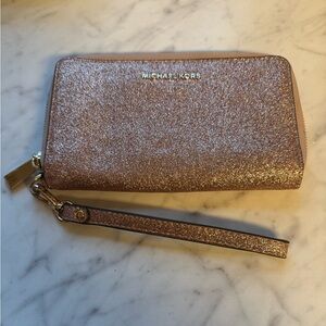 Michael Kors Sparkling Rose Gold Wallet Wristlet